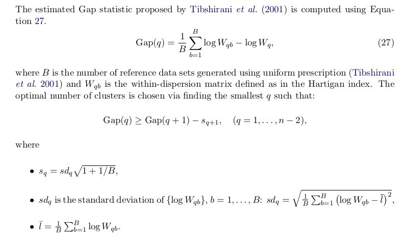 Excerpt from the R NbClust [package description] (https://www.jstatsoft.org/article/view/v061i06)