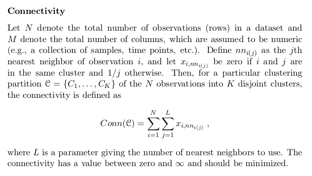 Excerpt from the R clValid [package description] (ftp://cran.r-project.org/pub/R/web/packages/clValid/vignettes/clValid.pdf)